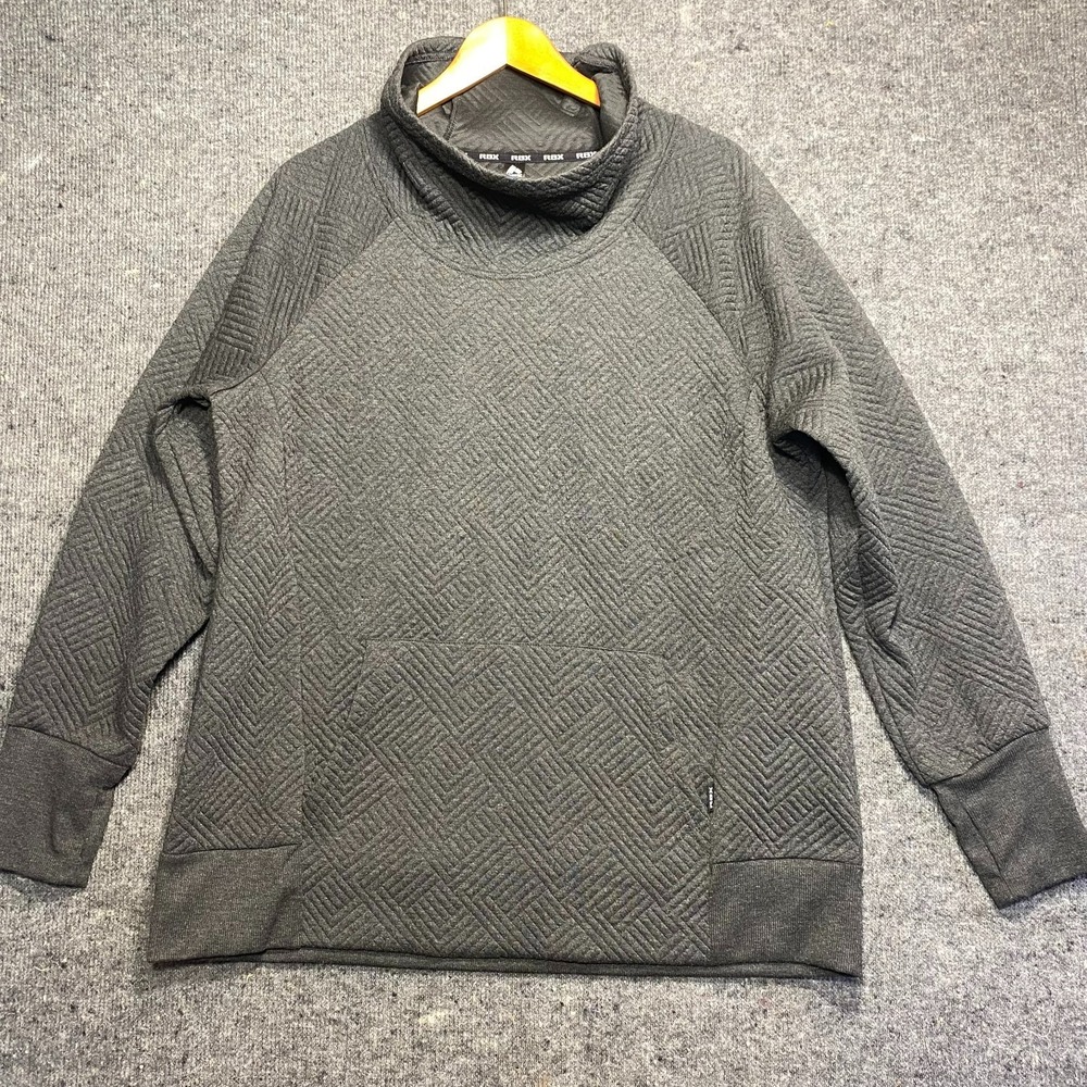 RBX Quilted Gray Pullover Sweatshirt Mock Cowl Neck Womens XL Activewear